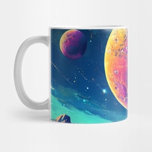 Fantasy Colorful Planets And Mountains In Space Mug